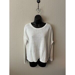 Eileen Fisher Linen Sweater White Size Medium Lightweight Long Sleeved